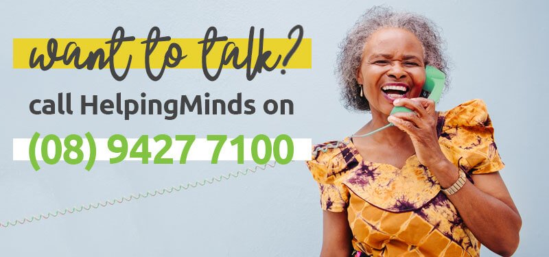 Want to Talk? Call HelpingMinds<sup>®</sup> for support branded banner