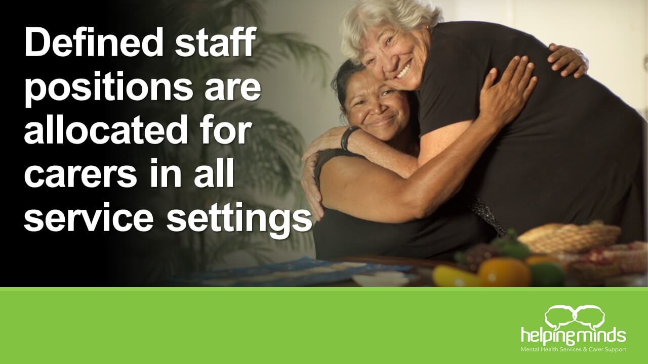 Defined staff positions are allocated for carers in all service settings branded slider by HelpingMinds