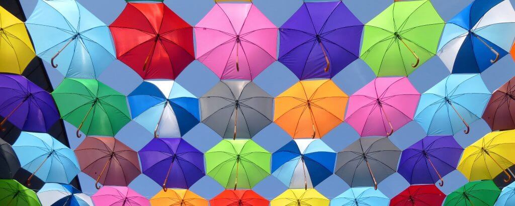 Collection of colourful umbrellas