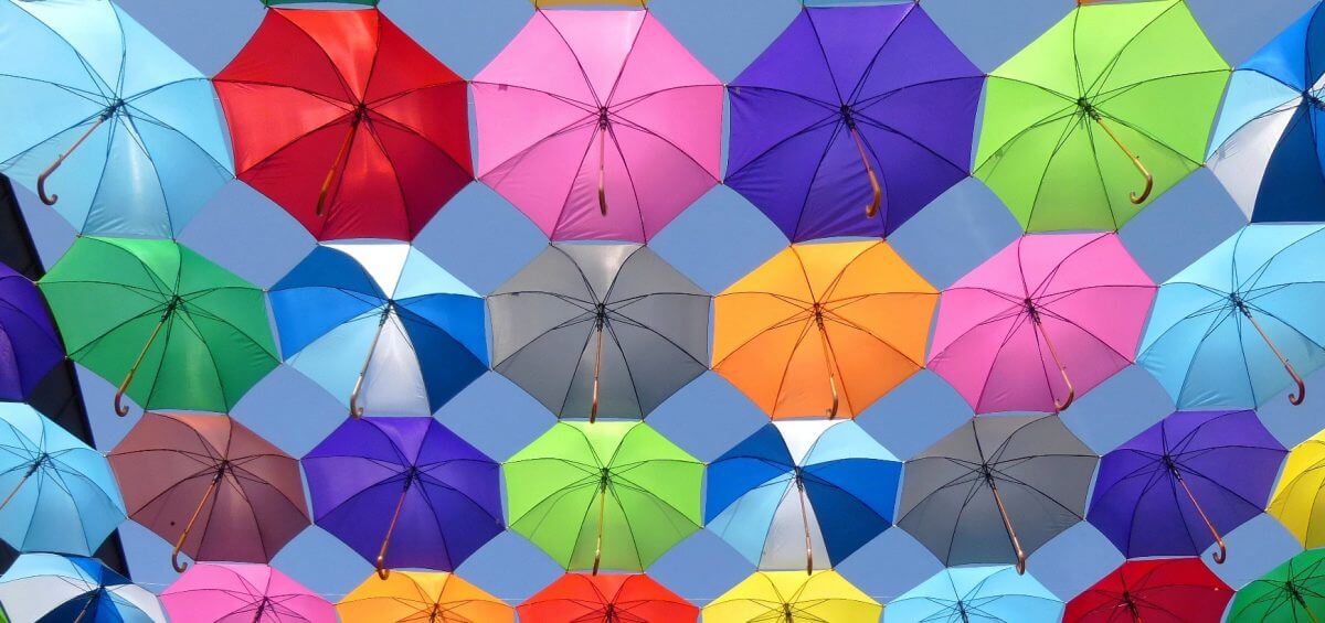 Collection of colourful umbrellas