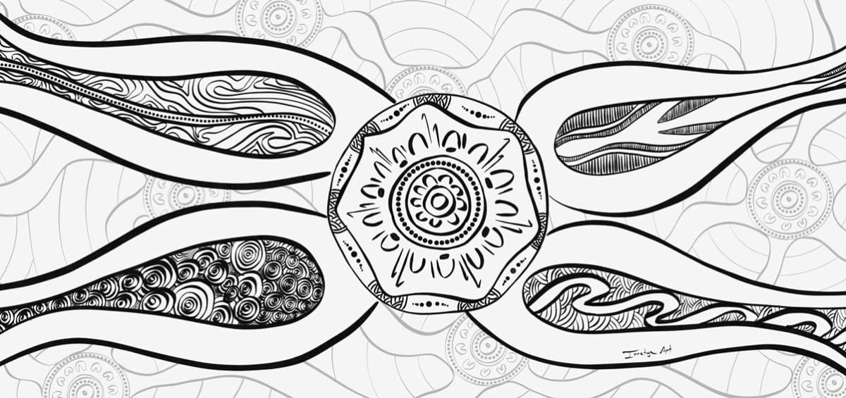 National Reconciliation Week 2020 Irretye Artwork in black and white