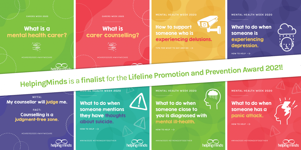 HelpingMinds is a finalist for the Lifeline Promotion and Prevention Award 2021!